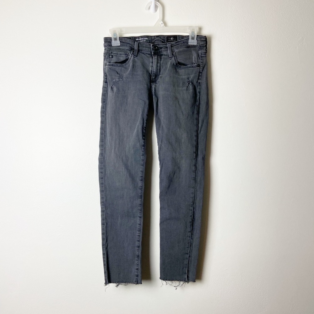 ADRIANO GOLDSCHMIED • Women’s The Stevie Capri Slim Straight Grey Jeans Sz 26